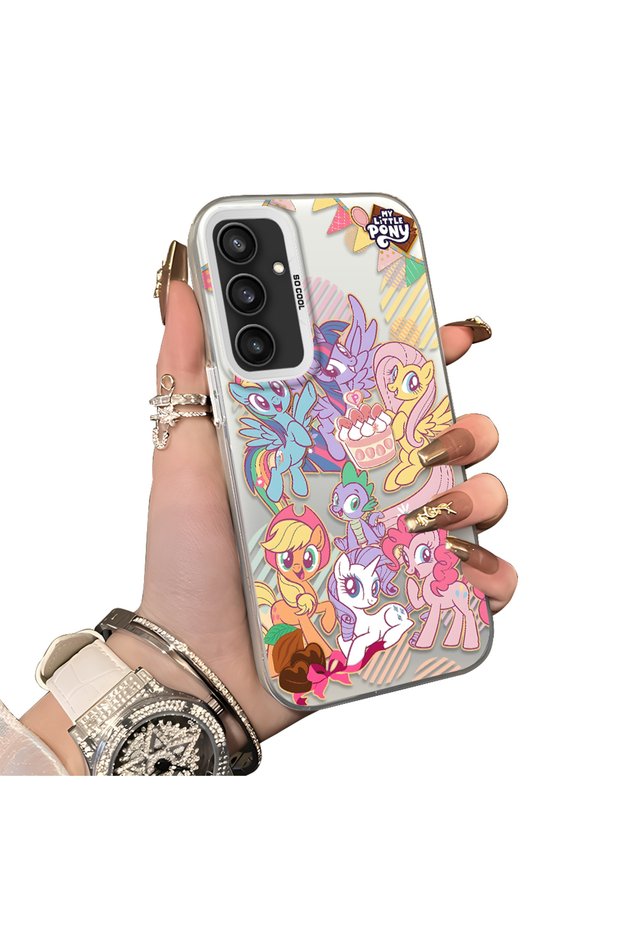 Samsung Galaxy S23 Fe Compatible Acrylic Hard Back Panel with Silicone Edges Pony Pattern Phone Case