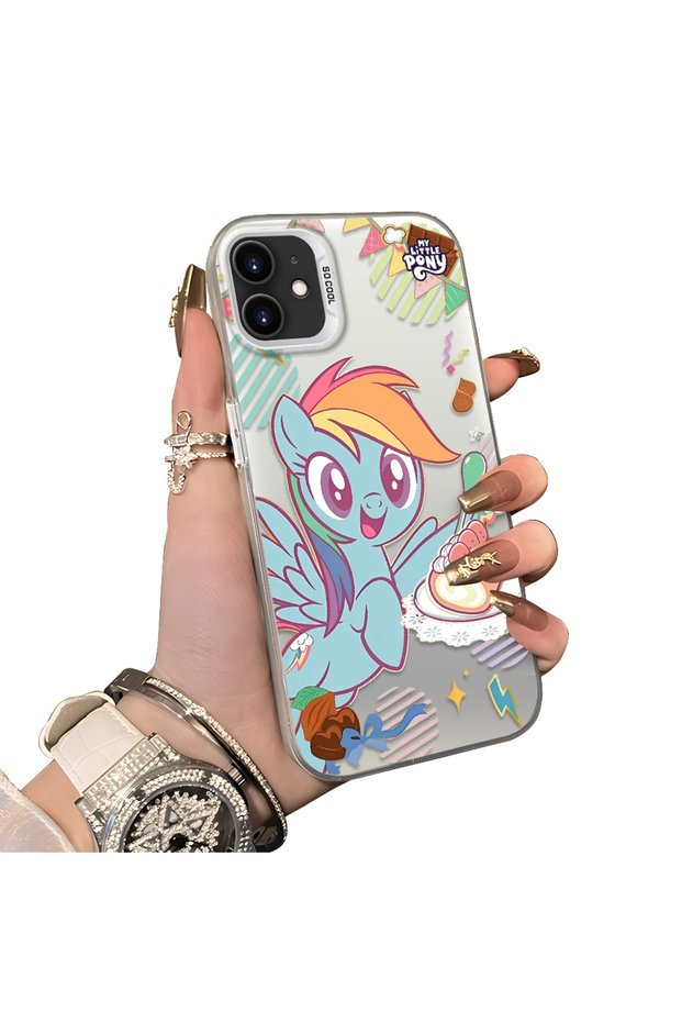 Rainbow Dash Pattern Phone Case with Acrylic Hard Back Panel and Silicone Edges, Compatible with iPhone 11