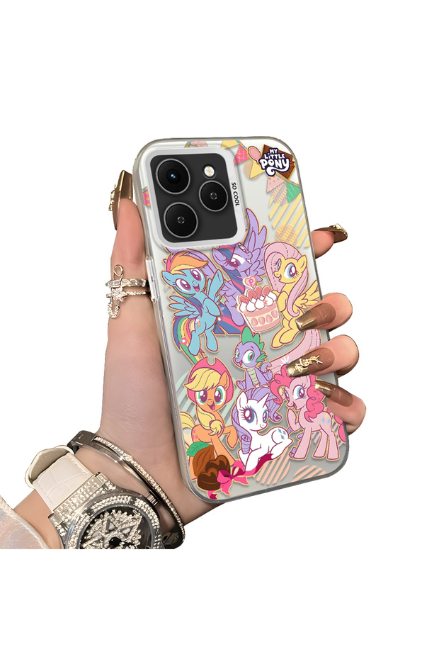 Tecno Spark 40 Compatible Acrylic Hard Back Panel with Silicone Edges and Pony Pattern Phone Case