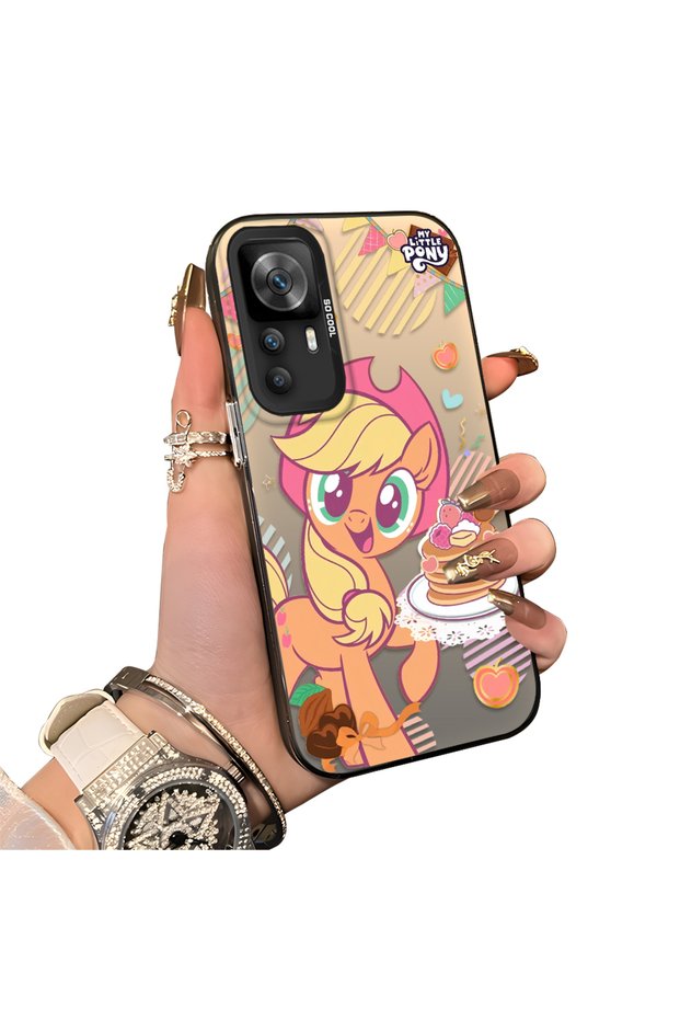 Xiaomi Redmi K50 Ultra Compatible Acrylic Hard Back Panel Silicone Edged Applejack Patterned Phone Case