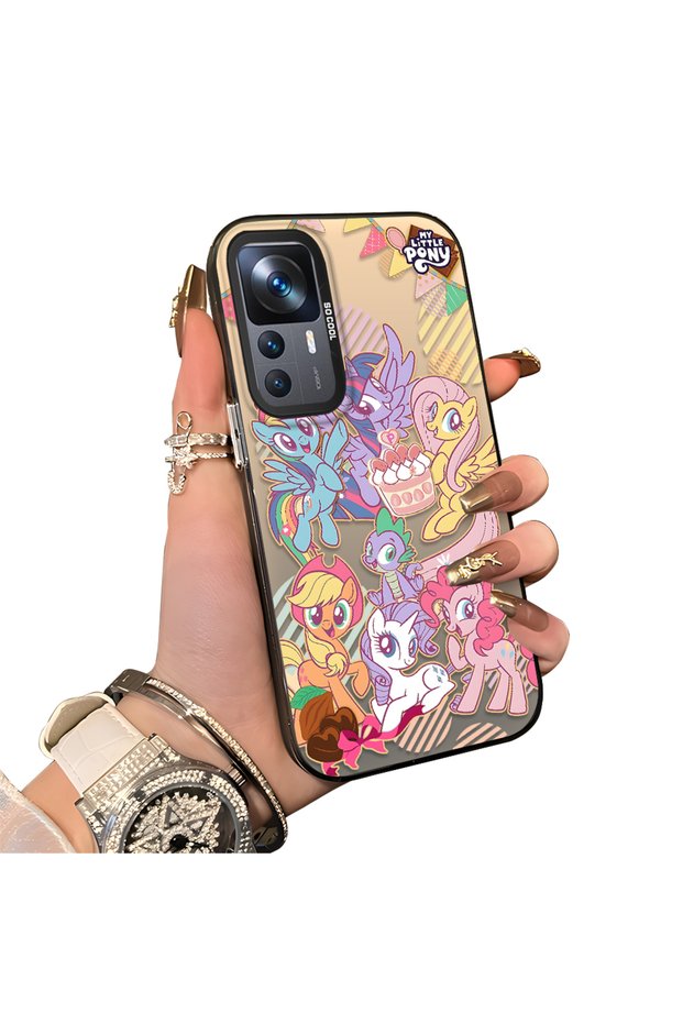 Xiaomi Mi 12T/12T Pro Compatible Acrylic Hard Back Panel with Silicone Edges and Pony Pattern Phone Case