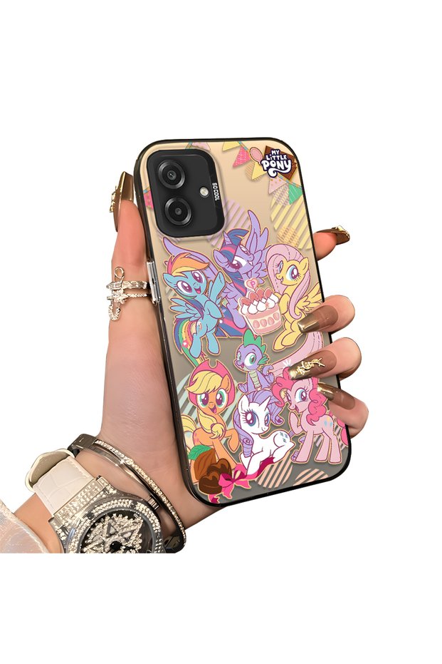 Samsung Galaxy A07 4g Compatible Acrylic Hard Back Panel with Silicone Edges and Pony Pattern Phone Case