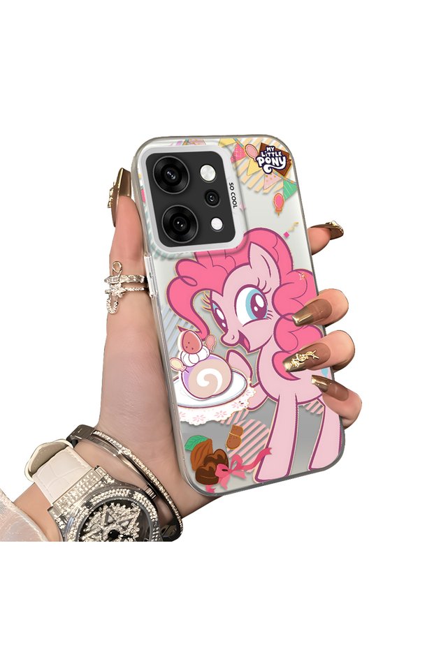 Oppo Reno14 Pro Compatible Acrylic Hard Back Panel Silicone Edged Pinkie Pie Patterned Phone Case