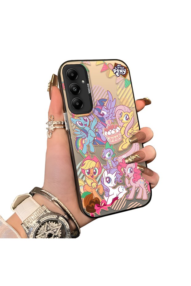 Samsung Galaxy A05S Compatible Acrylic Hard Back Panel with Silicone Edges and Pony Pattern Phone Case