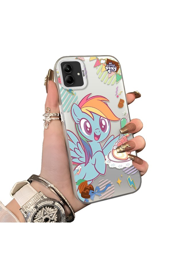 Rainbow Dash Pattern Phone Case with Silicone Edges with Acrylic Hard Back Panel Compatible with Samsung Galaxy A03/A04E/A04