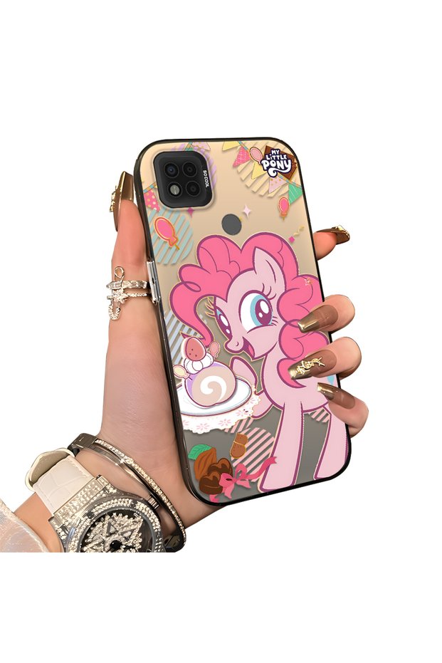 Xiaomi Poco C31 Compatible Acrylic Hard Back Panel with Silicone Edges Pinkie Pie Patterned Phone Case