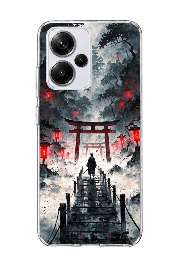 Redmi Note 13 Pro Plus 5g Compatible Samurai Temple Gate Printed Transparent Phone Case