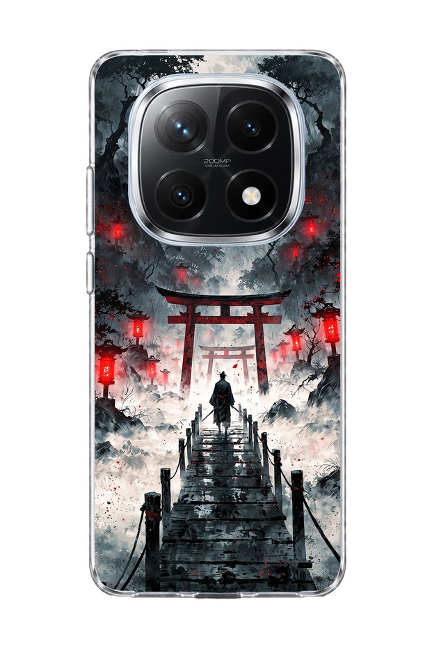Redmi Note 14 Pro Plus 5g Compatible Samurai Temple Gate Printed Transparent Phone Case