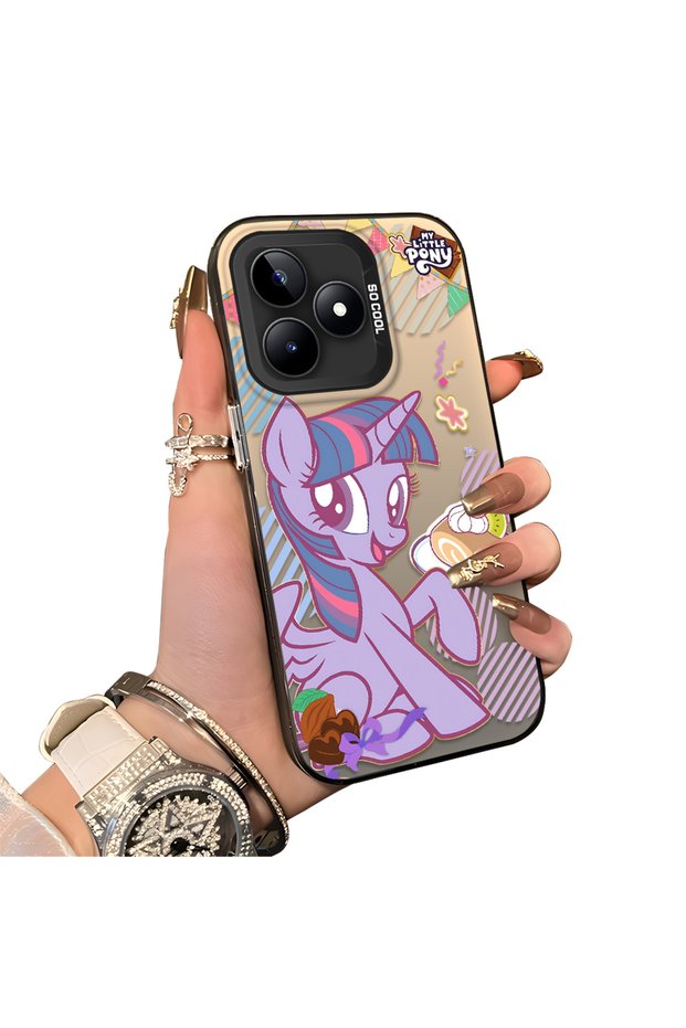 Realme Note 50 Compatible Acrylic Hard Back Panel with Silicone Edges Twilight Sparkle Patterned Phone Case