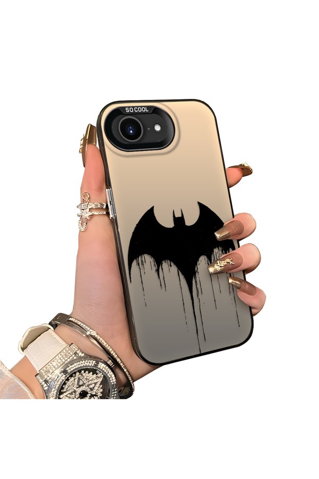 iPhone 17E Compatible Acrylic Hard Back Panel with Silicone Edges Batman Patterned Phone Case