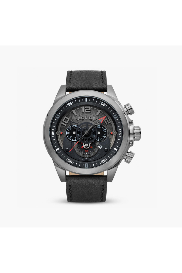 Men's Black Round 46 MM Analog Watch | PL.15132JSU/61