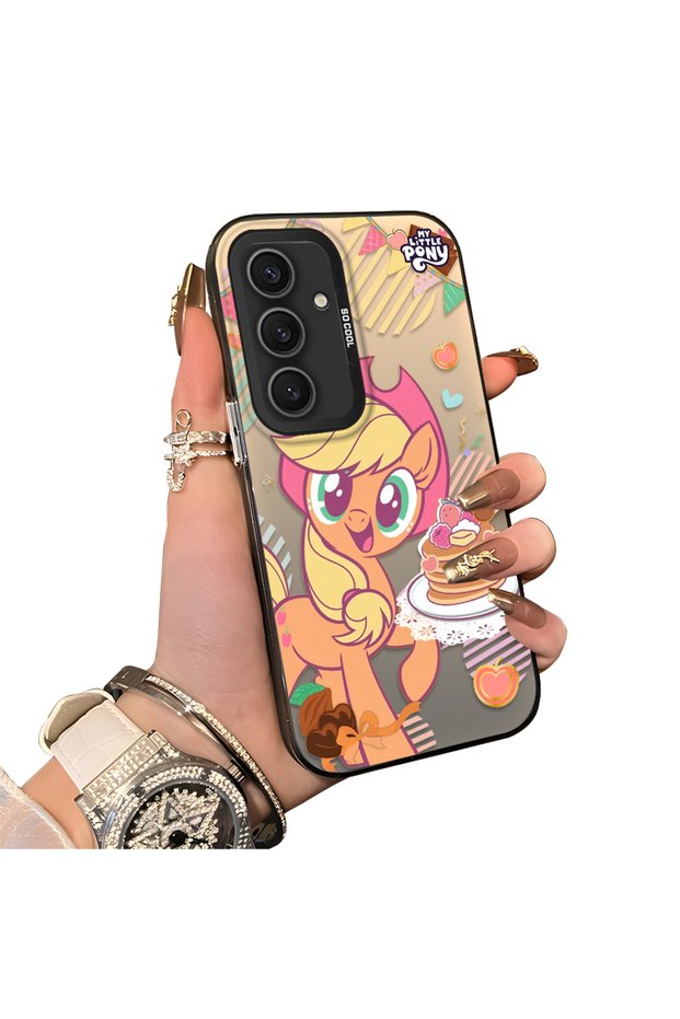 Samsung Galaxy S24 Plus Compatible Acrylic Hard Back Panel with Silicone Edges Applejack Patterned Phone Case
