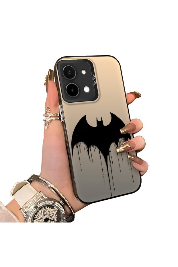 Vivo Y28 4g Compatible Acrylic Hard Back Panel with Silicone Edges Batman Patterned Phone Case