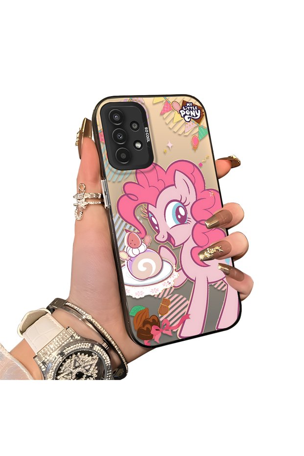 Pinkie Pie Patterned Phone Case with Silicone Edges and Acrylic Hard Back Panel Compatible with Samsung Galaxy A04S