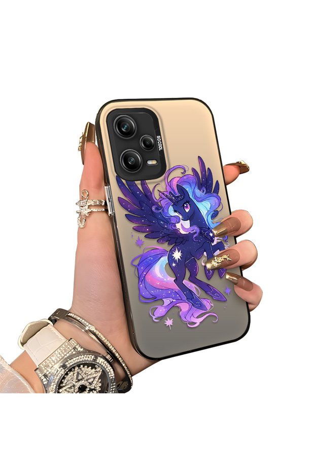 Princess Luna Pattern Phone Case with Silicone Edges and Acrylic Hard Back Panel Compatible with Xiaomi Redmi Note 12 Pro 5g