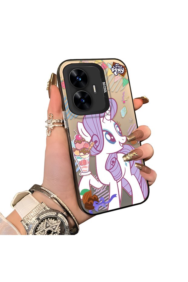 Realme C55 Compatible Acrylic Hard Back Panel with Silicone Edges Rarity Pattern Phone Case