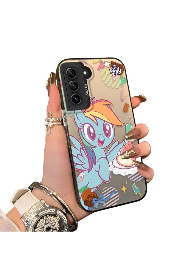 Rainbow Dash Pattern Phone Case with Silicone Edges and Acrylic Hard Back Panel Compatible with Samsung Galaxy S21 Fe