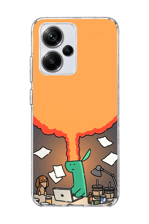 Redmi Note 13 Pro Plus 5g Compatible Green Dinosaur Funny Printed Transparent Phone Case