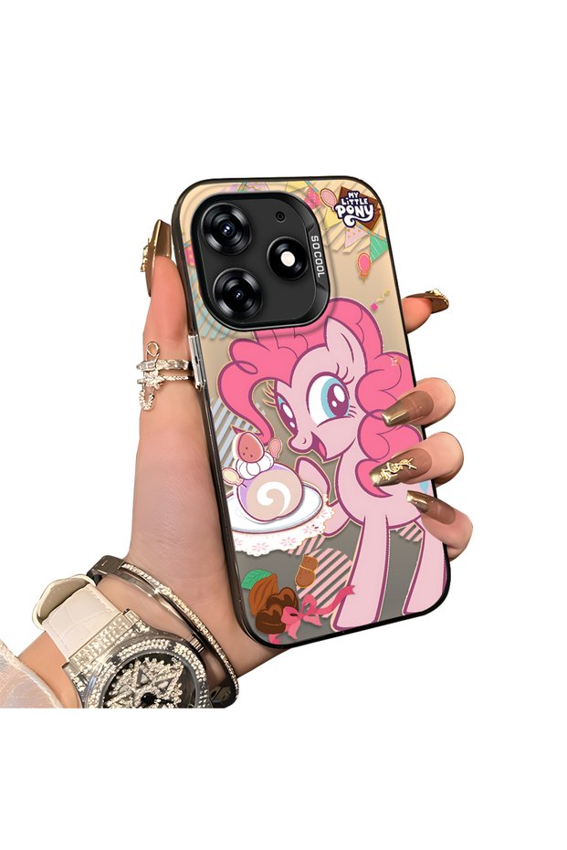 Tecno Spark 10 Pro(Ki7) Compatible Acrylic Hard Back Panel with Silicone Edges Pinkie Pie Patterned Phone Case