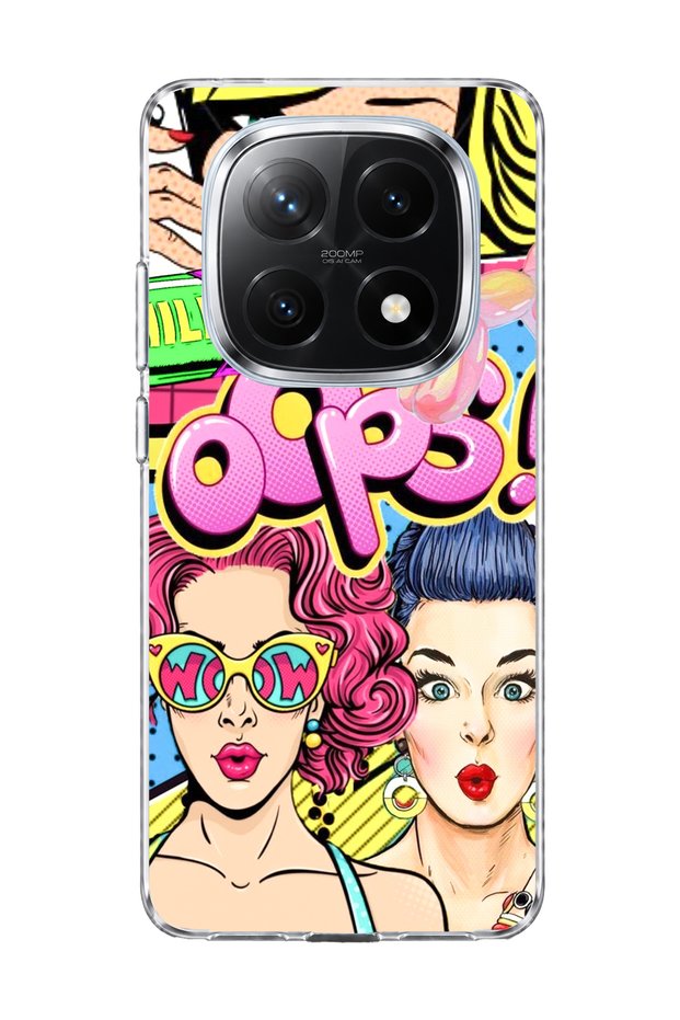 Redmi Note 14 Pro Plus 5g Compatible Colorful Comic Women Printed Transparent Phone Case
