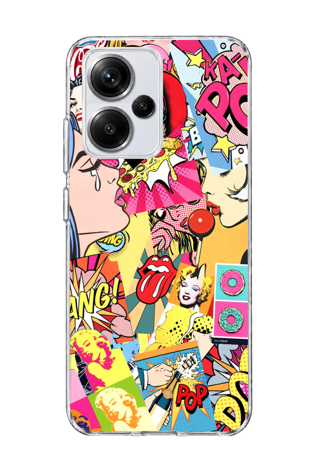 Redmi Note 13 Pro Plus 5g Compatible Comic Collage Printed Transparent Phone Case