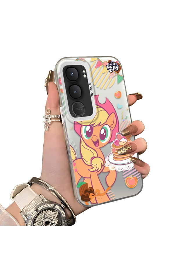 Vivo Y31/Y21D Compatible Phone Case with Acrylic Hard Back Panel and Silicone Edges, Applejack Pattern
