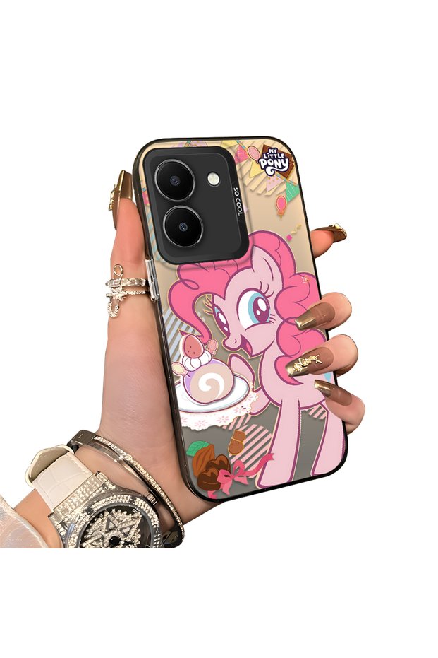 Pinkie Pie Pattern Phone Case for Vivo Y36 4G/5G Compatible Acrylic Hard Back Panel with Silicone Edges