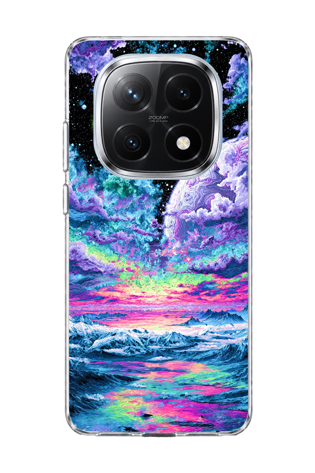 Redmi Note 14 Pro Plus 5g Compatible Purple Planet Ocean Printed Transparent Phone Case