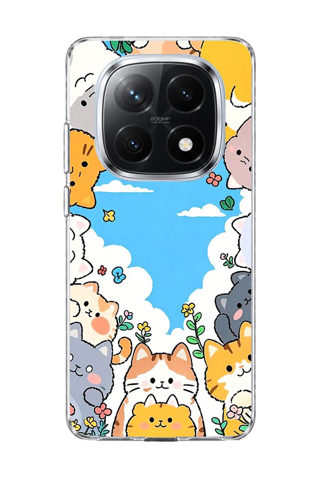 Redmi Note 14 Pro Plus 5g Compatible Cats Blue Sky Printed Transparent Phone Case