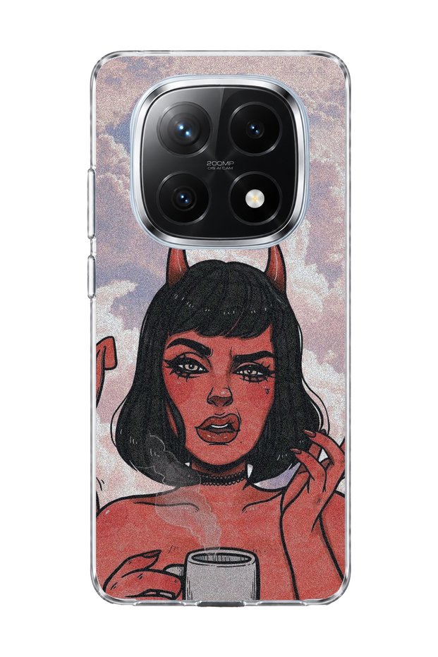 Redmi Note 14 Pro Plus 5g Compatible Horned Girl Cloud Printed Transparent Phone Case
