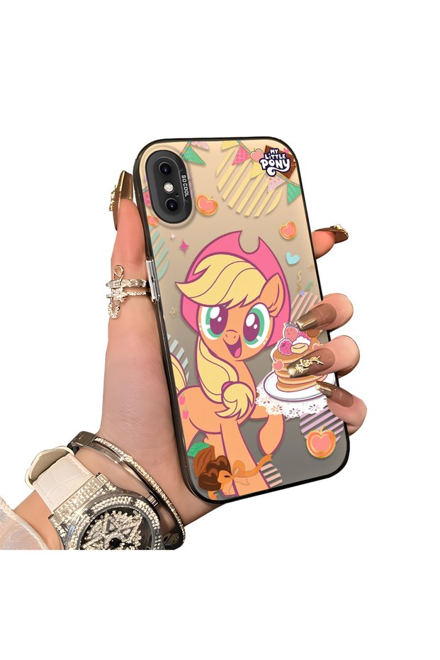 iPhone X/Xs Compatible Acrylic Hard Back Panel Silicone Edged Applejack Patterned Phone Case