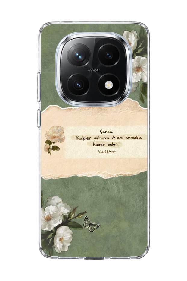 Redmi Note 14 Pro Plus 5g Compatible White Flower Verse Printed Transparent Phone Case
