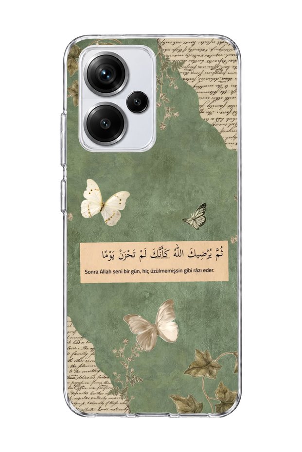 Redmi Note 13 Pro Plus 5g Compatible Green Butterfly Verse Printed Transparent Phone Case