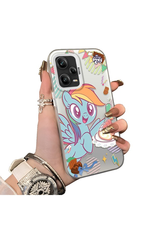 حافظة هاتف Xiaomi Redmi Note 12 Pro 5G متوافقة مع لوحة خلفية صلبة من الأكريليك مع حافة سيليكون بنمط Rainbow Dash