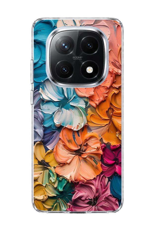 Redmi Note 14 Pro Plus 5g Compatible Embossed Colorful Floral Printed Transparent Phone Case