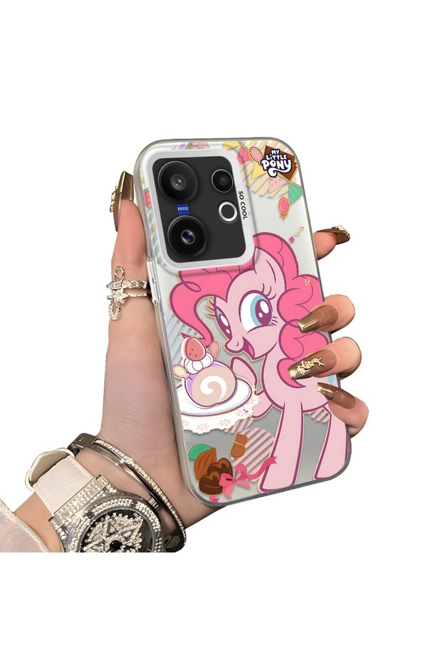 Vivo X200 Fe Compatible Acrylic Hard Back Panel Silicone Edged Pinkie Pie Patterned Phone Case