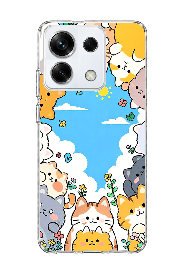 Redmi Note 13 Pro 5g Compatible Cats Blue Sky Printed Transparent Phone Case
