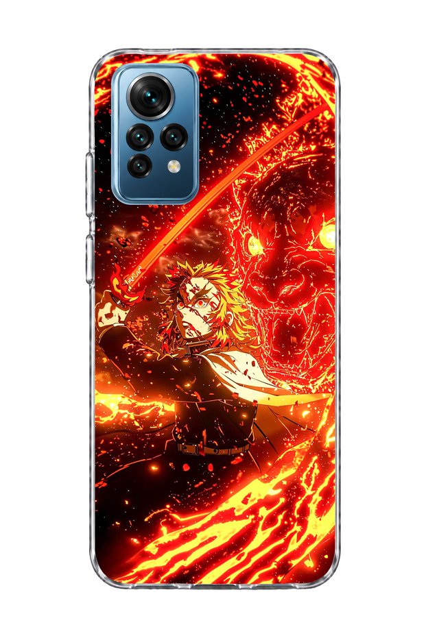 Redmi Note 12 Pro 4g Compatible Anime Flame Sword Printed Transparent Phone Case