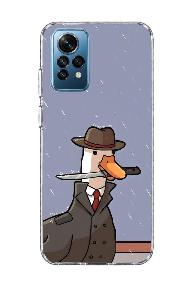 Redmi Note 12 Pro 4g Compatible Transparent Phone Case with Detective Hat and Goose Print