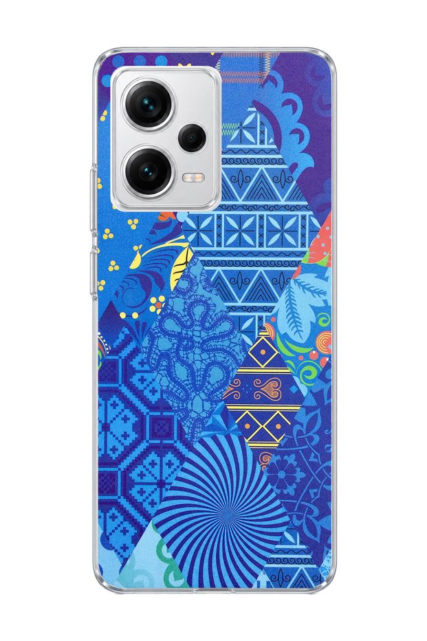 Redmi Note 12 Pro 5g Compatible Blue Crayon Printed Transparent Phone Case