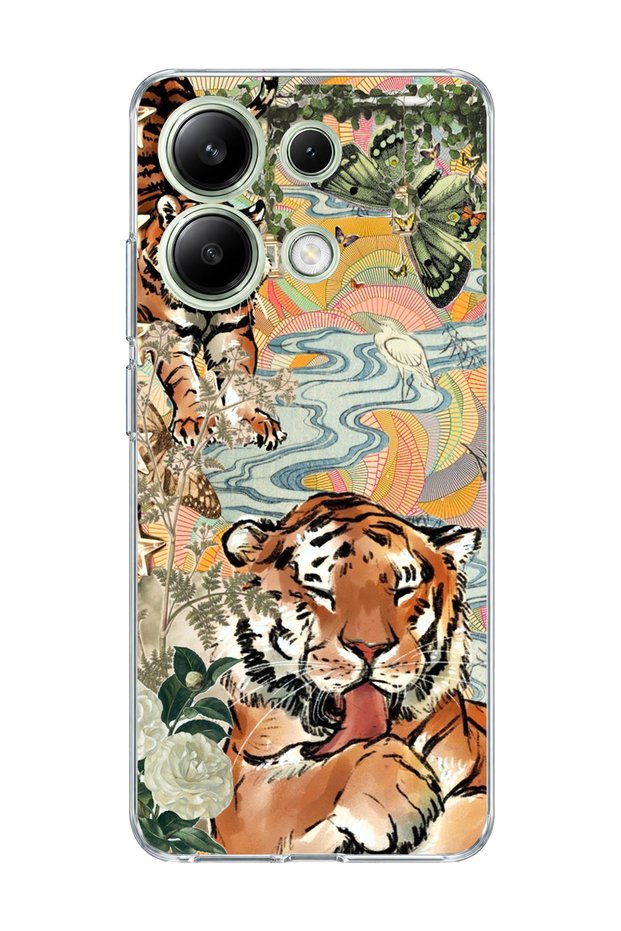 Redmi Note 13 4g Compatible Tiger Oriental Printed Transparent Phone Case