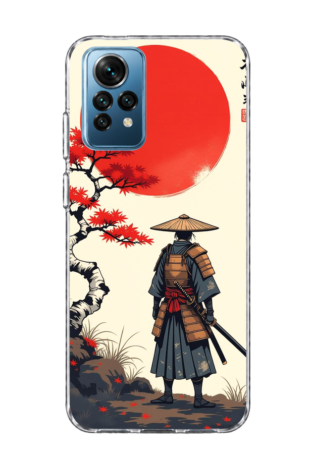 حافظة هاتف شفافة مطبوعة بتصميم الساموراي كيريل سول شجرة القيقب الحمراء متوافقة مع Redmi Note 12 Pro 4G