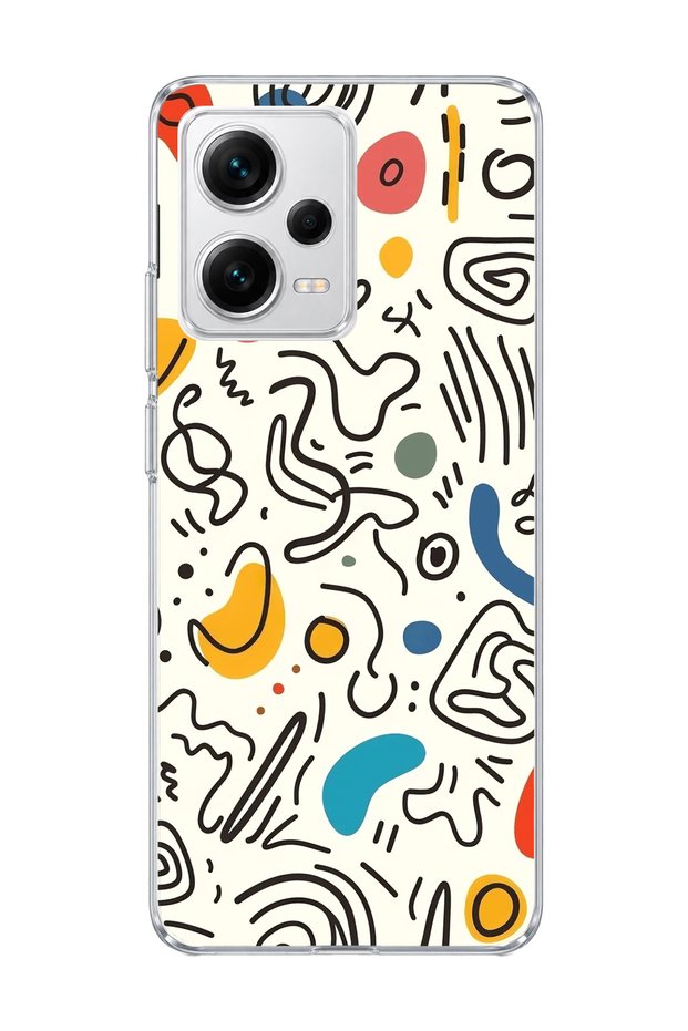 حافظة هاتف شفافة متوافقة مع Redmi Note 12 Pro 5G مطبوعة برسومات تجريدية ملونة