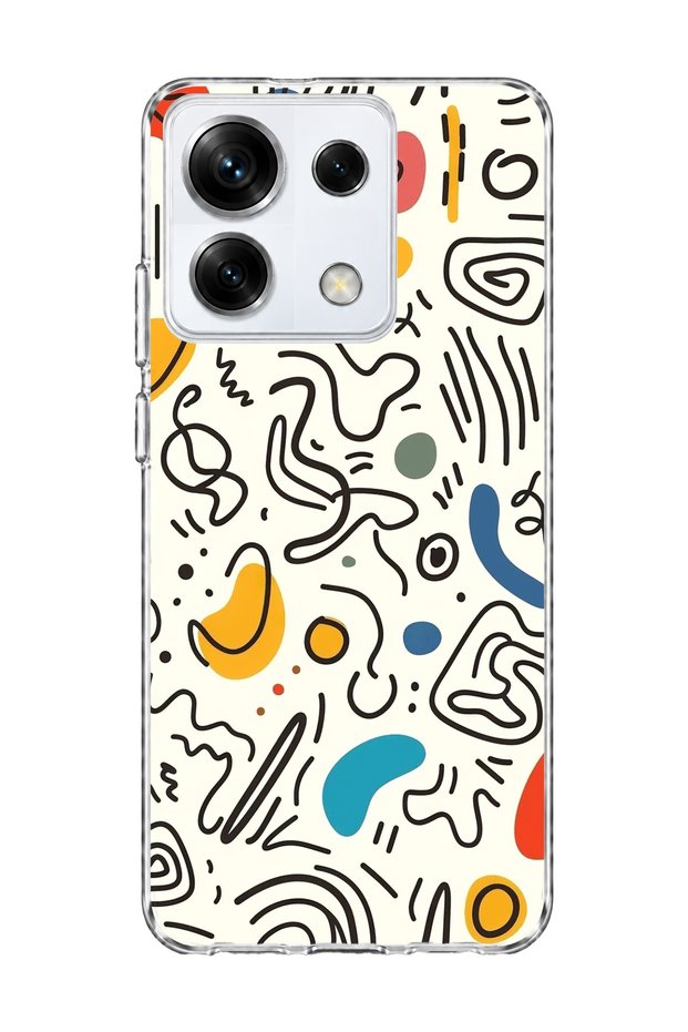 Redmi Note 13 Pro 5g Compatible Colorful Abstract Scribble Printed Transparent Phone Case