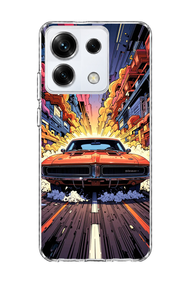 Redmi Note 13 Pro 5g Compatible Orange Classic Car Printed Transparent Phone Case
