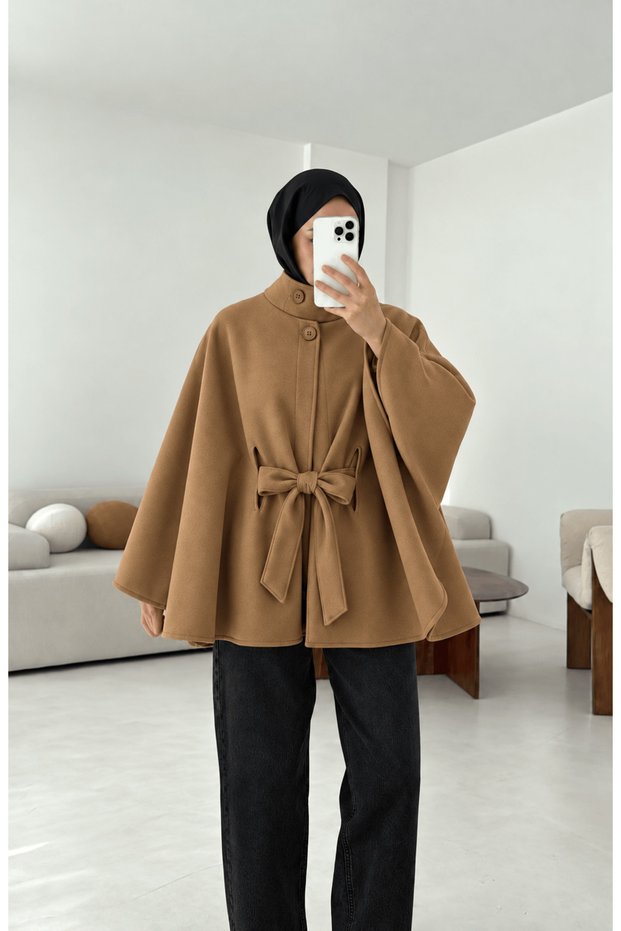 Hakim Collar Tie Poncho - 7325 - Camel (Ös)