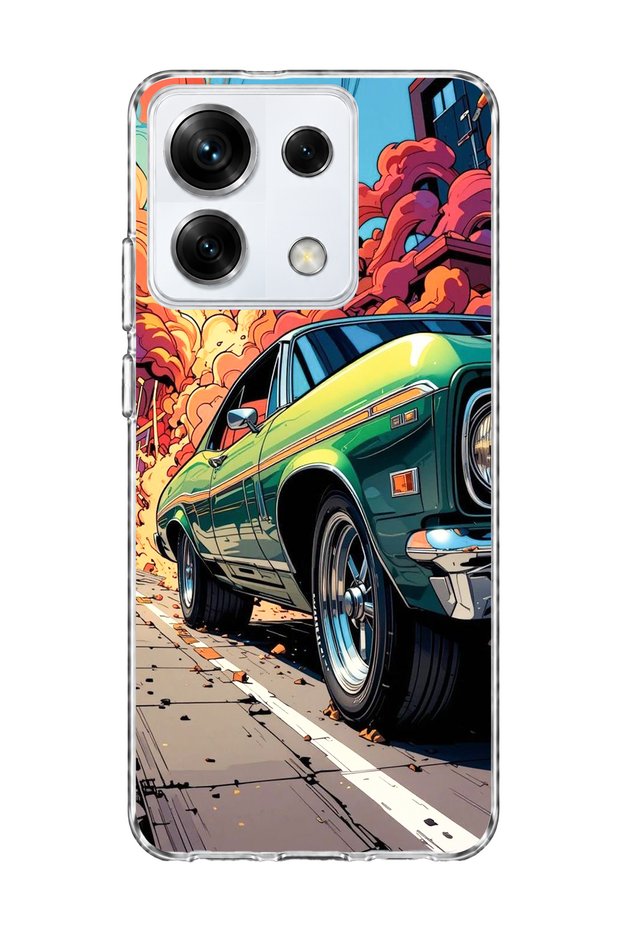 Redmi Note 13 Pro 5g Compatible Green Classic Car Printed Transparent Phone Case