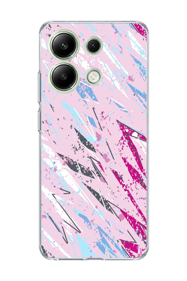 Redmi Note 13 4g Compatible Pink Blue Abstract Brush Printed Transparent Phone Case