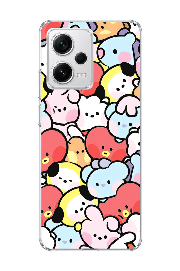 Redmi Note 12 Pro 5g Compatible Cute Colorful Characters Printed Transparent Phone Case
