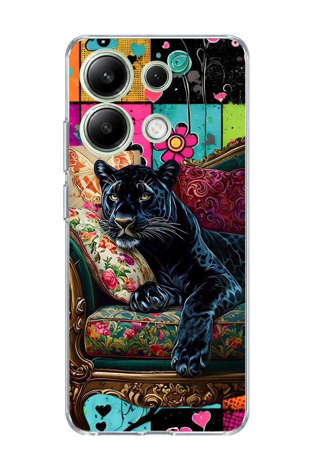 Redmi Note 13 4g Compatible Black Panther Printed Transparent Phone Case